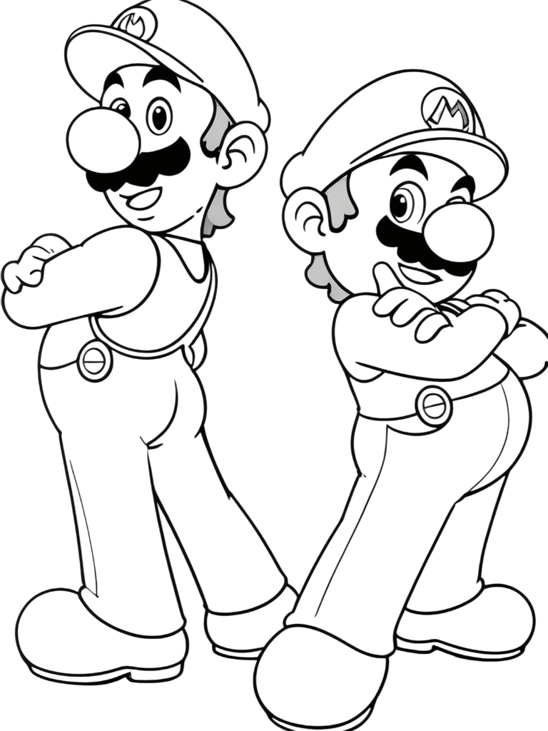 Mario & Luigi actionreich zum Ausmalen