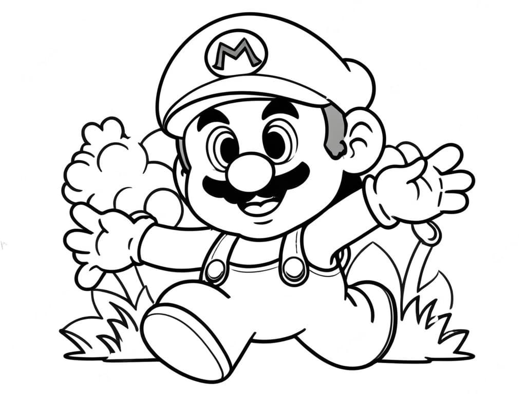 Super Mario im Kindergarten zum Ausmalen