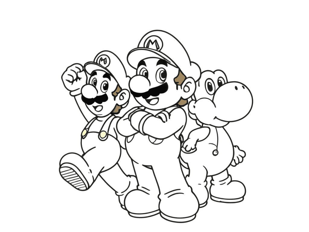 Mario, Luigi & Yoshi zum Ausmalen