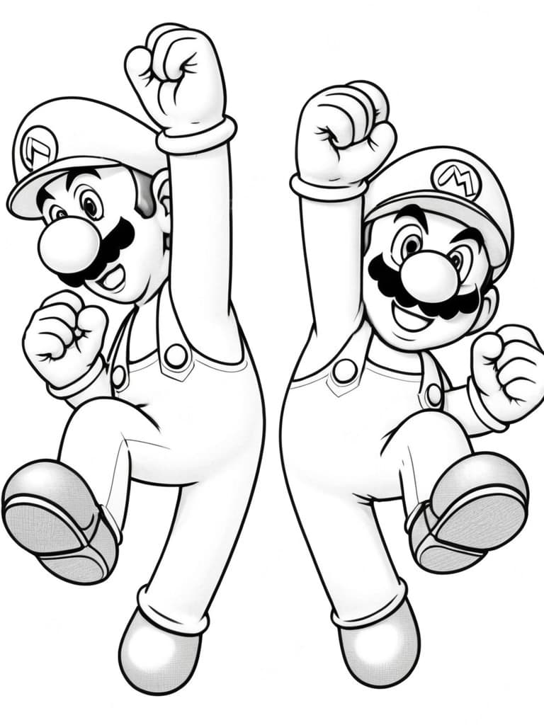 Super Mario & Luigi feiern zum Ausmalen