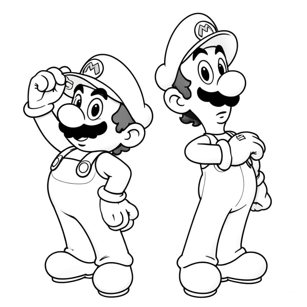 Mario & sein Freund Luigi zum Ausmalen