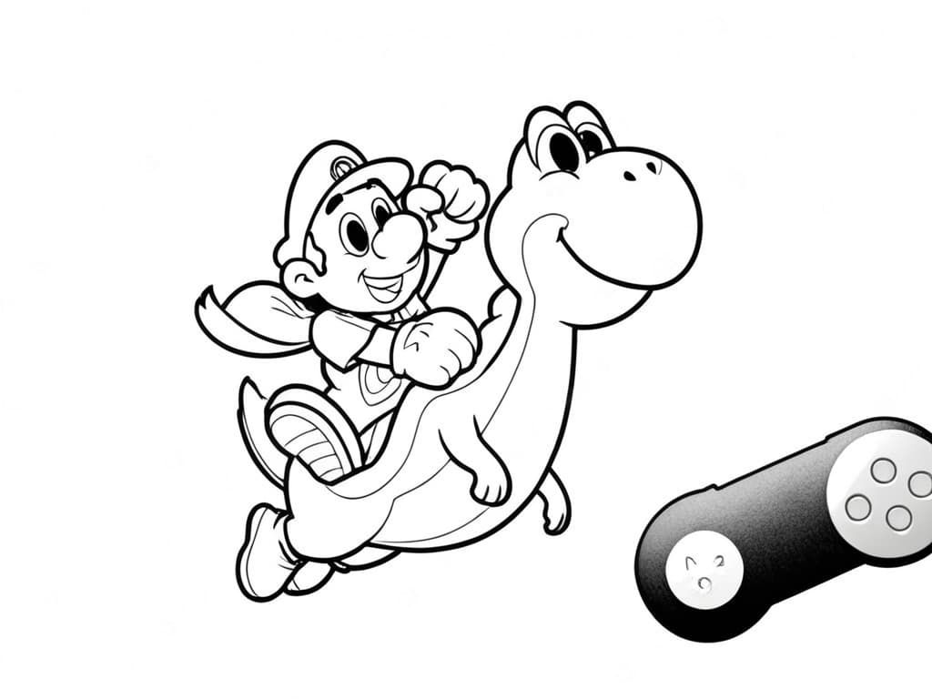 Mario & Yoshi zum Ausmalen