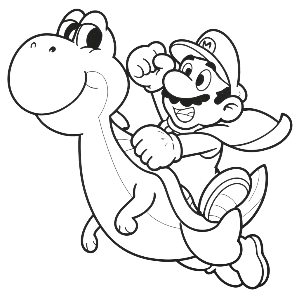 Mario & Yoshi actionreich zum Ausmalen