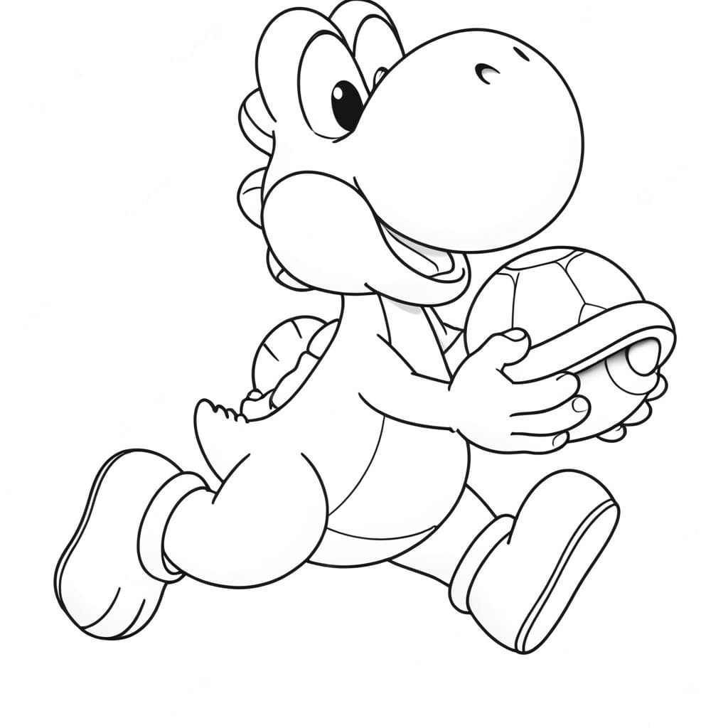 Yoshi mit seinem Pilz zum Ausmalen