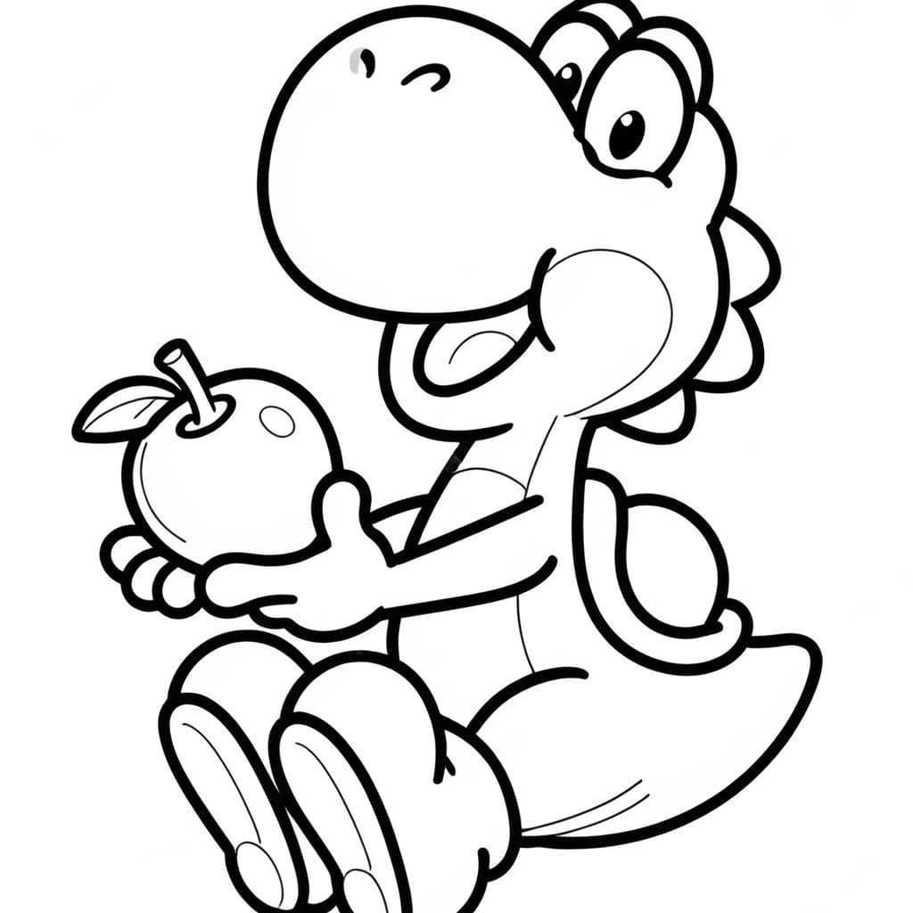 Yoshi und sein Apfel zum Ausmalen