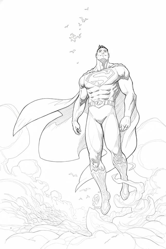 Fliegender Superman Ausmalbild