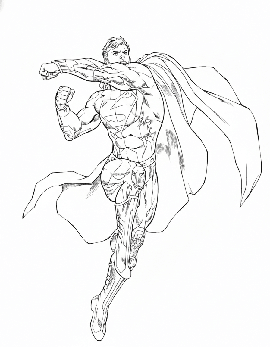 Superman aus Comics in der Luft Ausmalbild