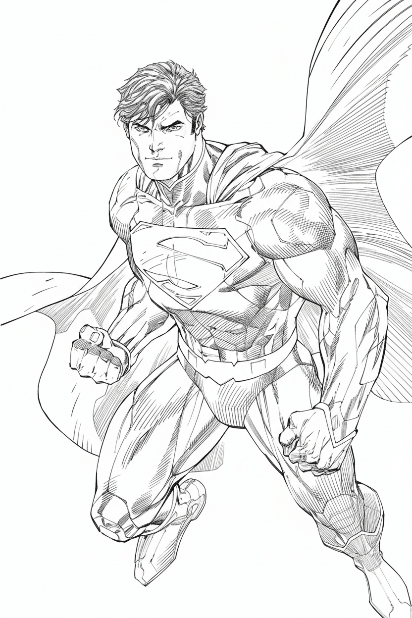 Superman Comic-Stil Ausmalbild