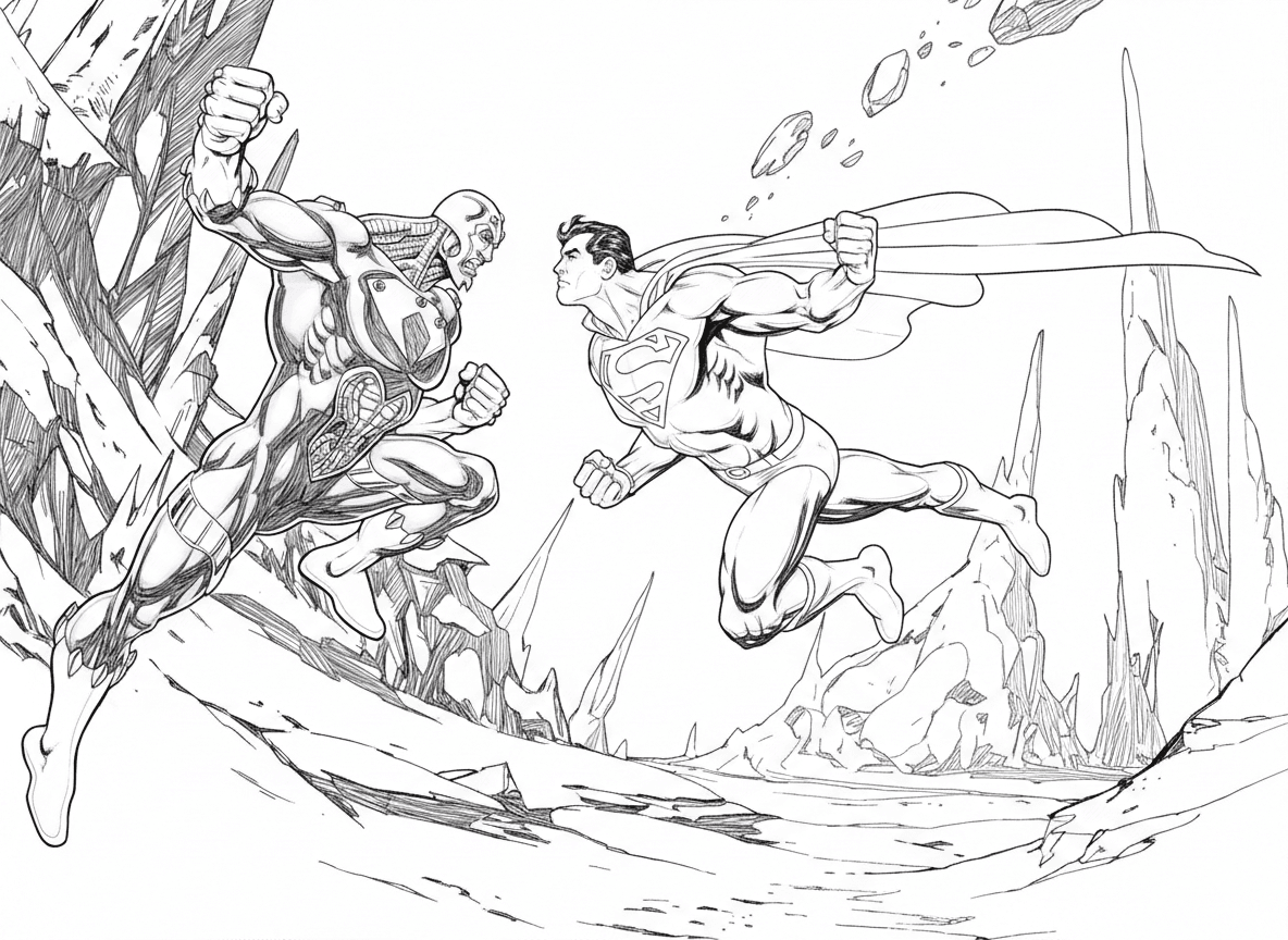 Superman gegen Brainiac Ausmalbild