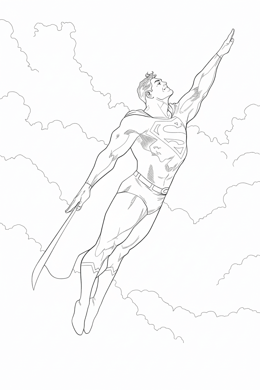 Superman in den Wolken Ausmalbild