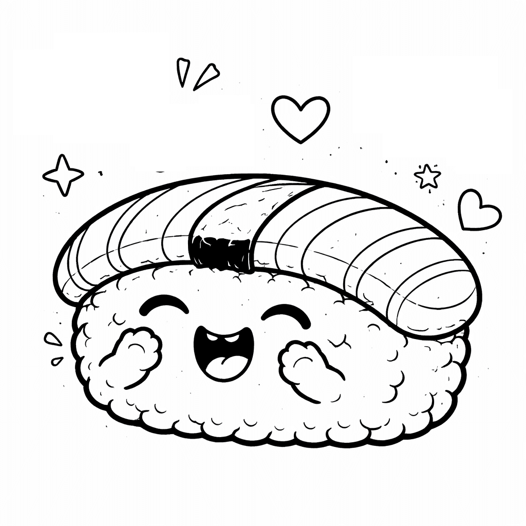 Fröhliches Sushi Ausmalbild