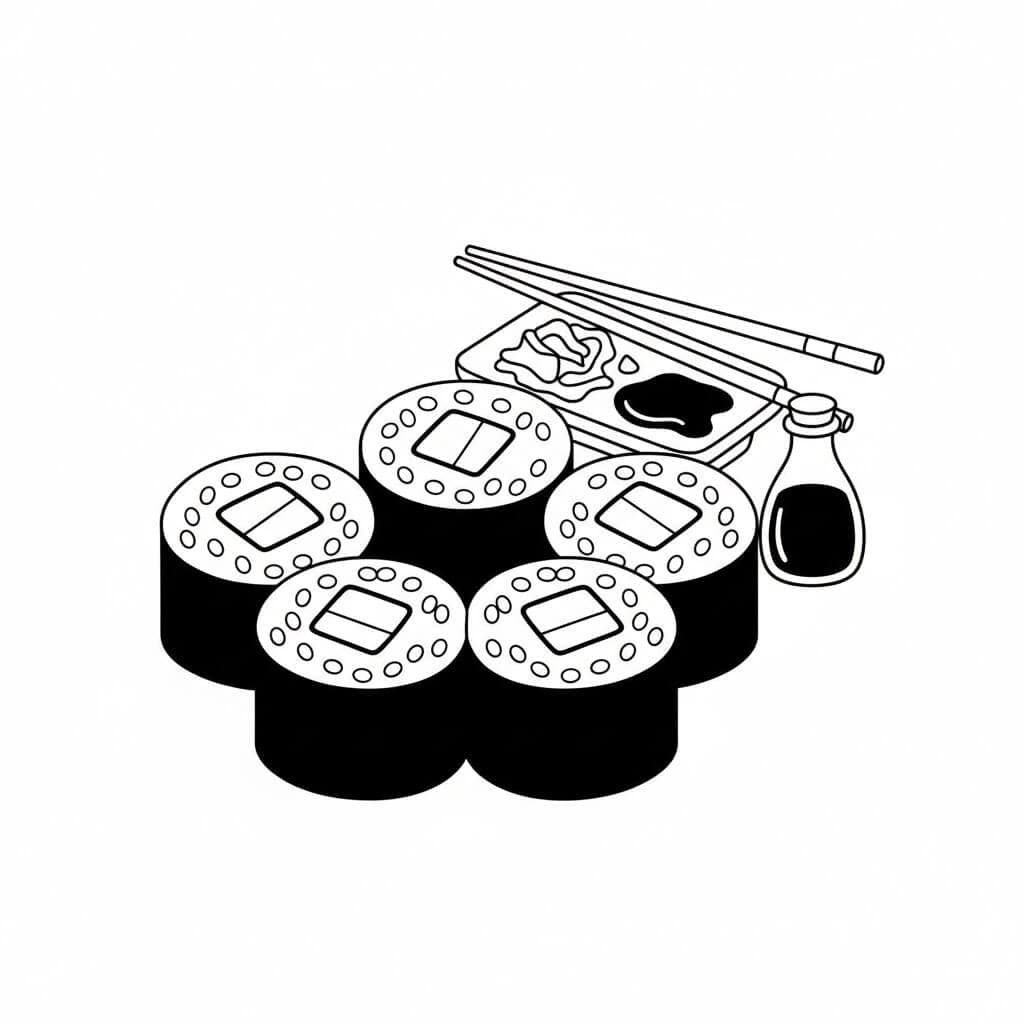 Mehrere Sushis Ausmalbild