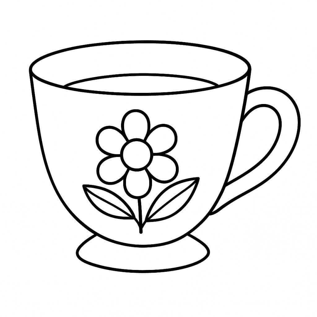 Tasse mit Blume Ausmalbild