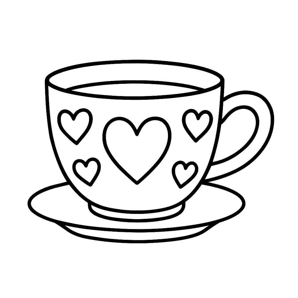 Tasse mit Herzen Ausmalbild