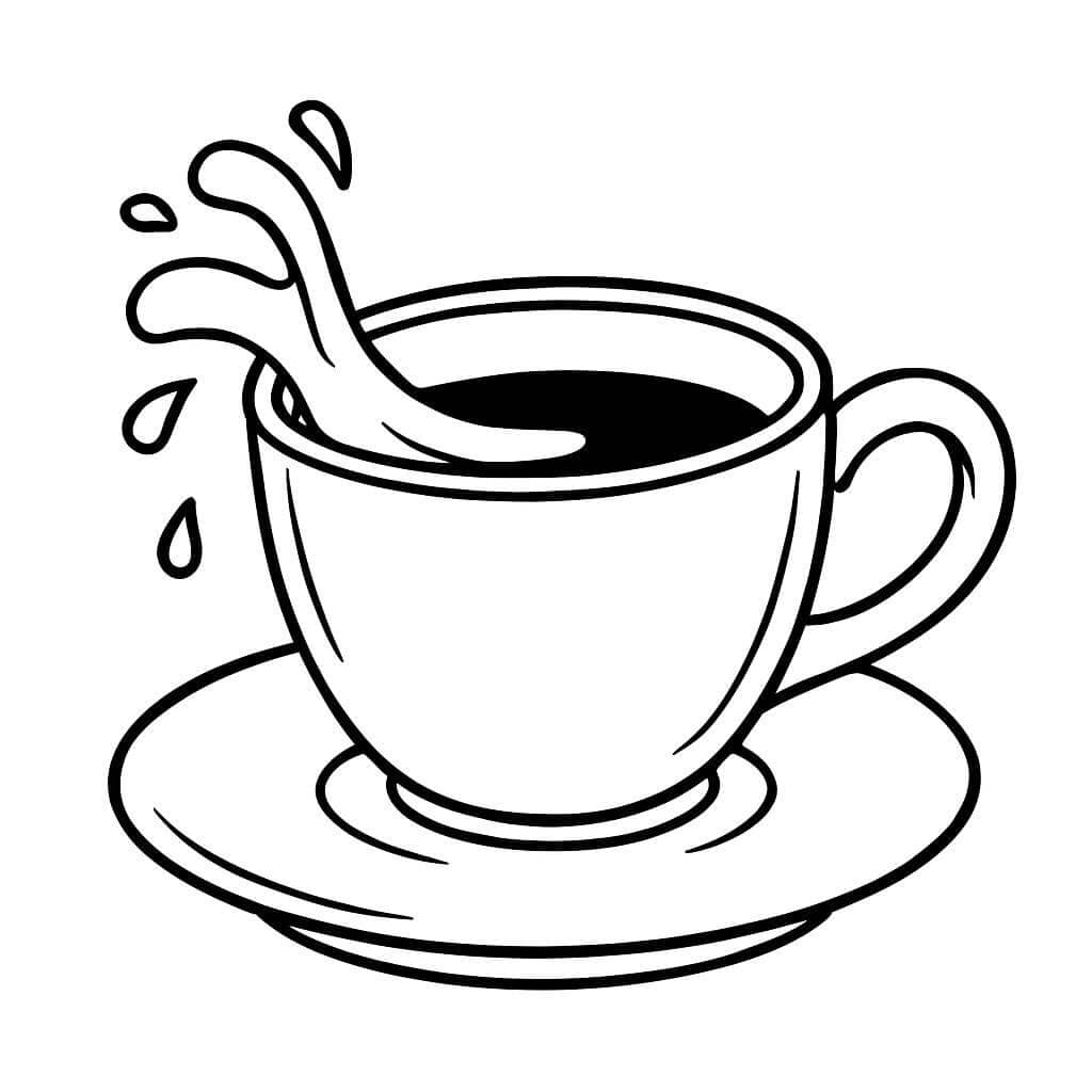 Tasse schüttet Ausmalbild