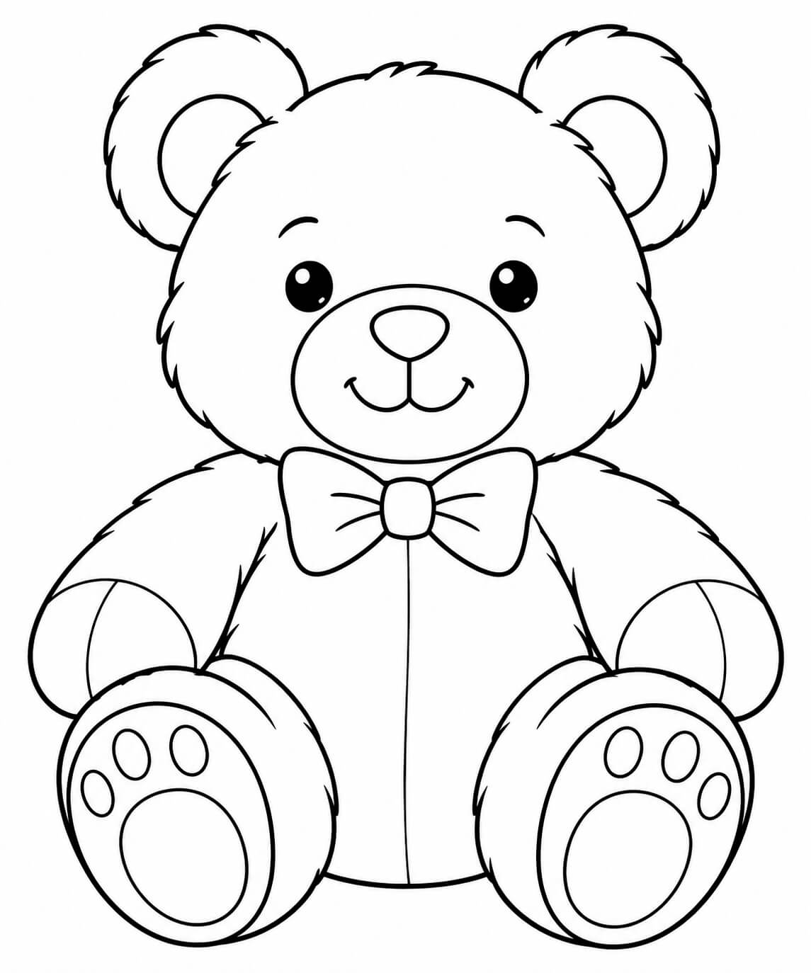 Teddybär zum Ausmalen – Ausmalbild in Schwarz-Weiß