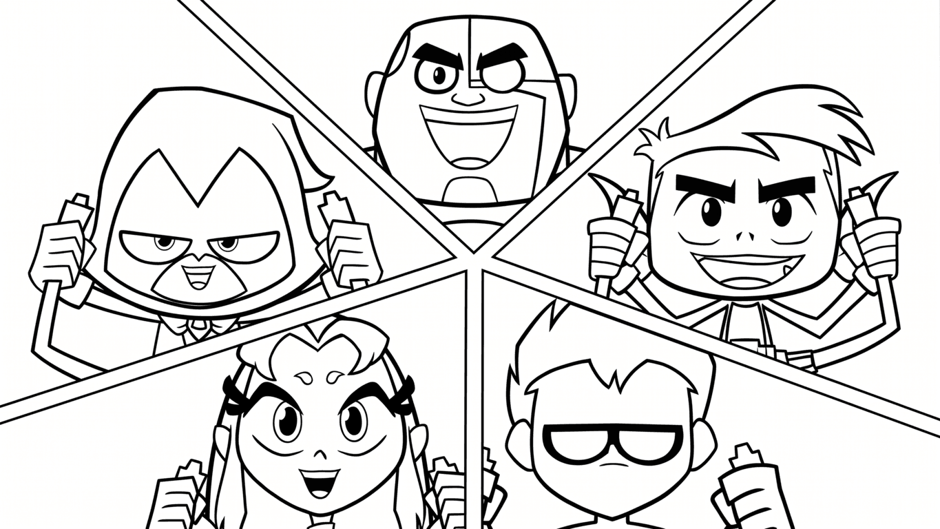 Teen Titans Charaktere Ausmalbild