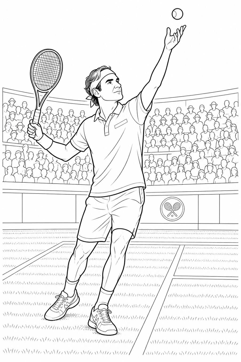 Roger Federer beim Tennis Ausmalbild