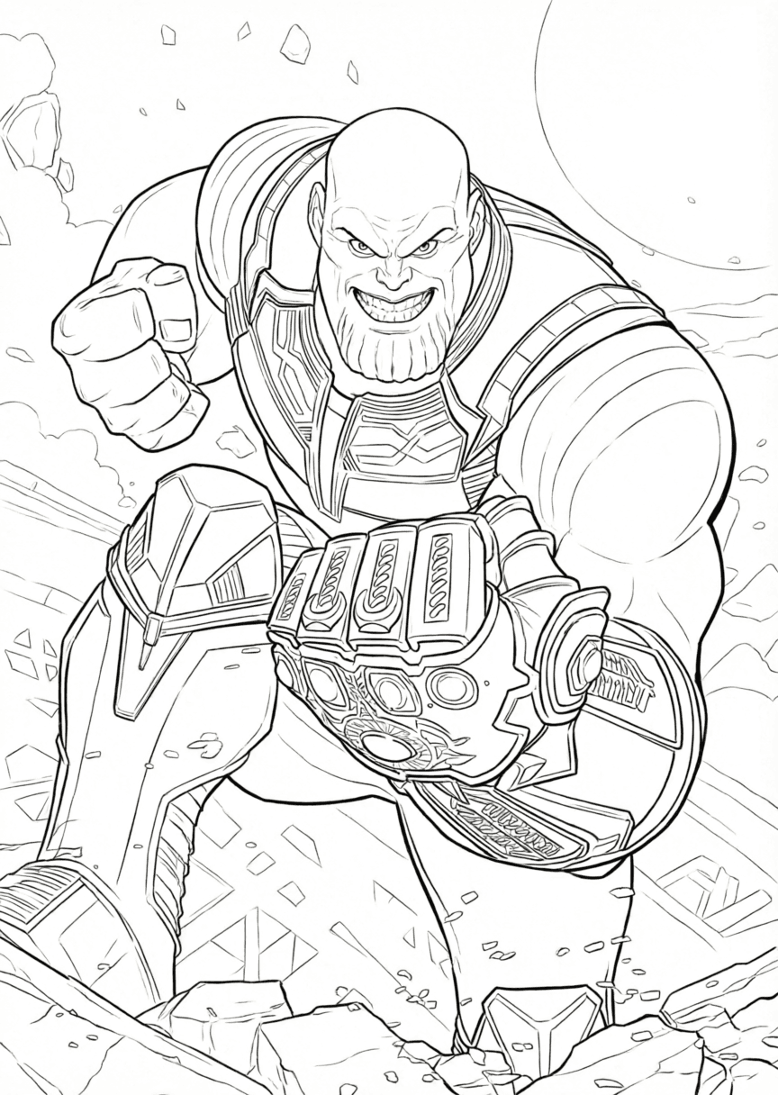 Thanos in Aktion Ausmalbild