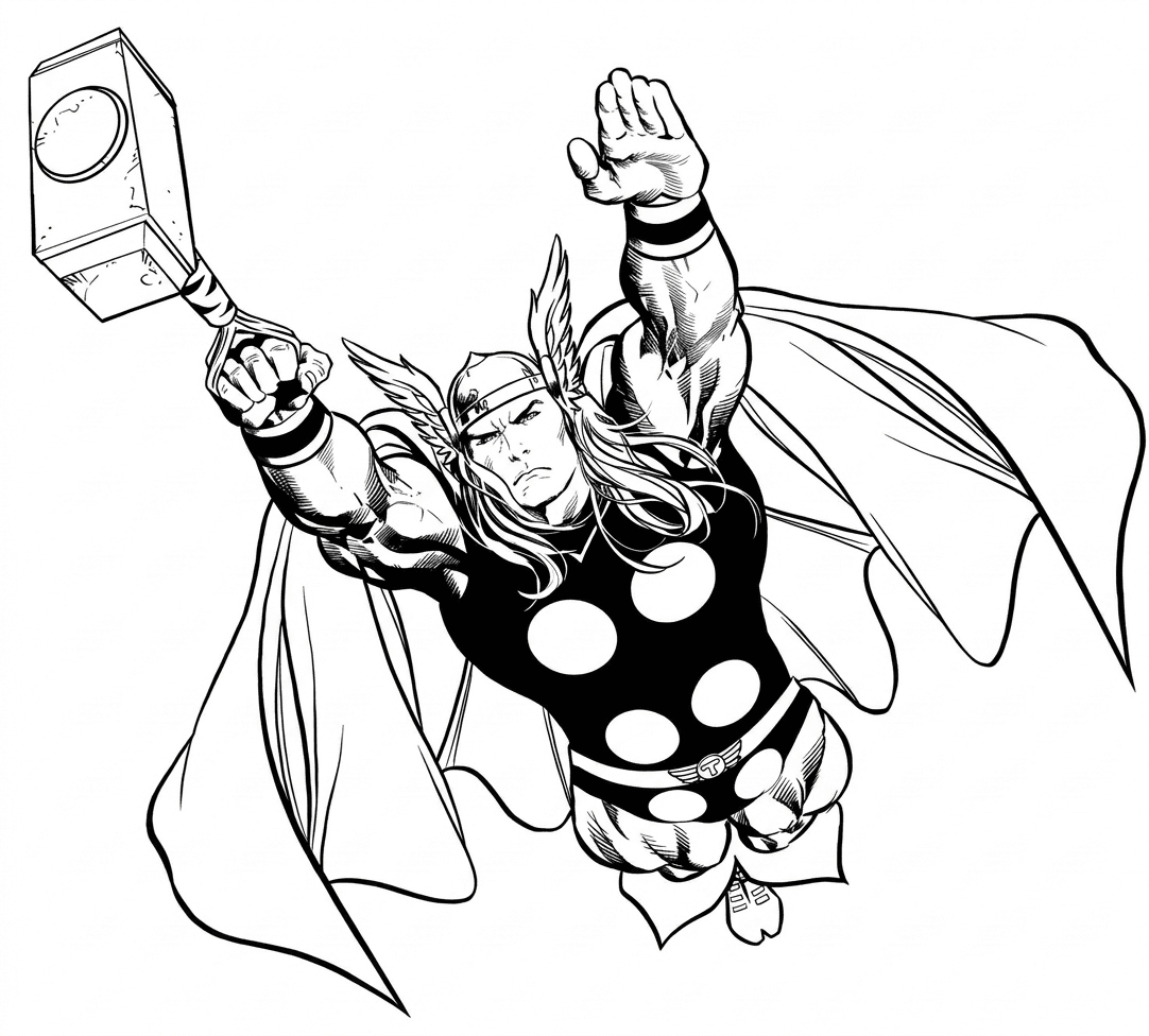 Fliegender Thor Ausmalbild