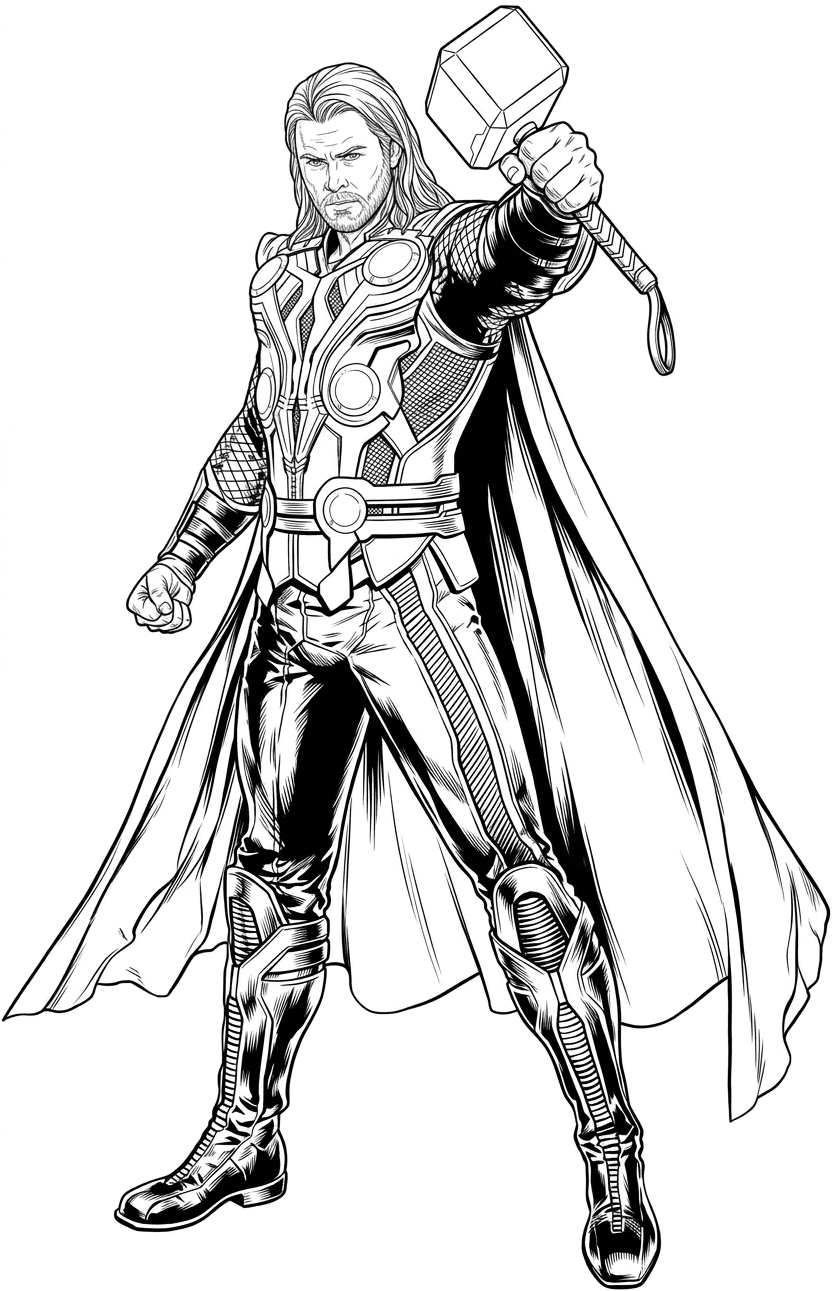Realistischer Thor Ausmalbild