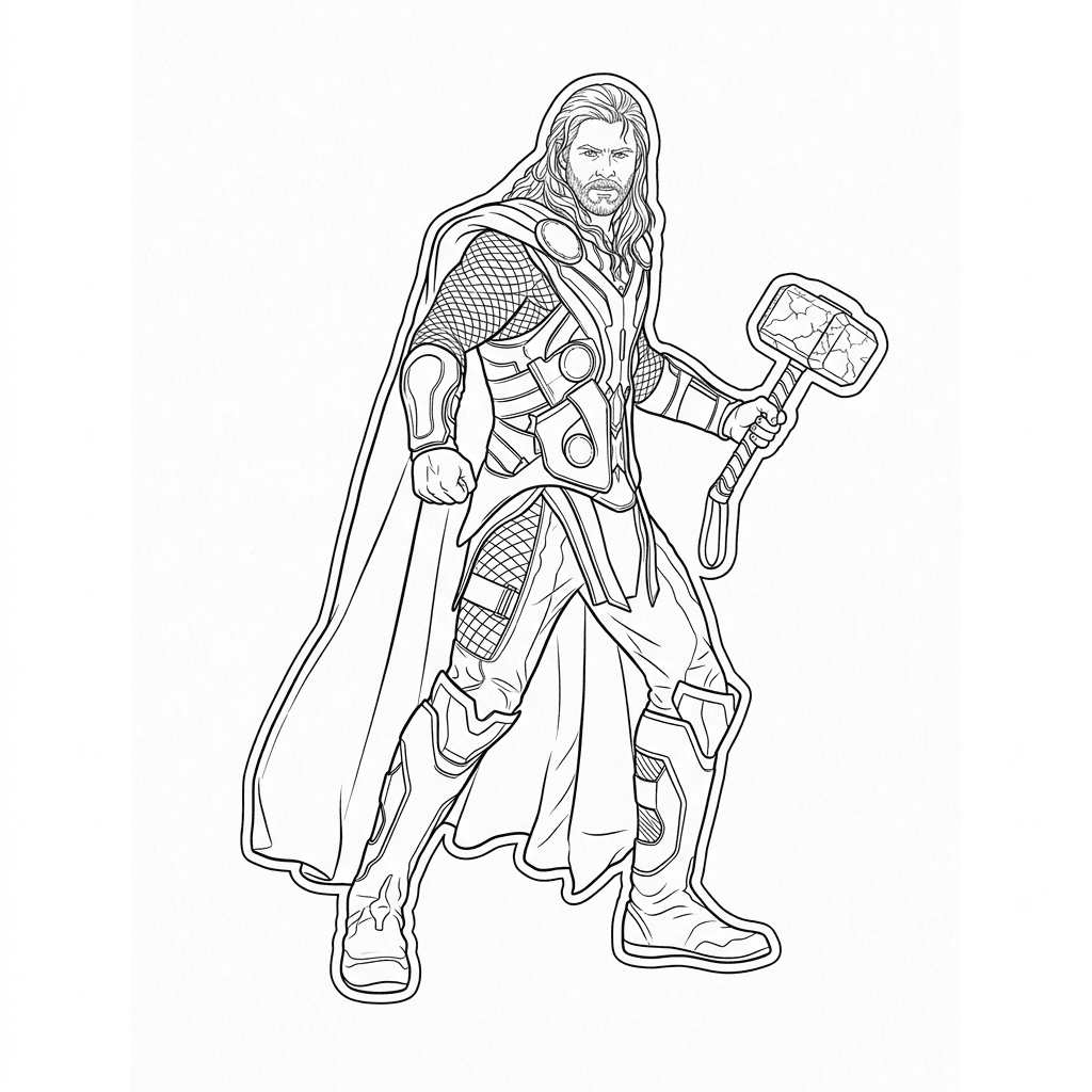 Thor als Mensch Ausmalbild