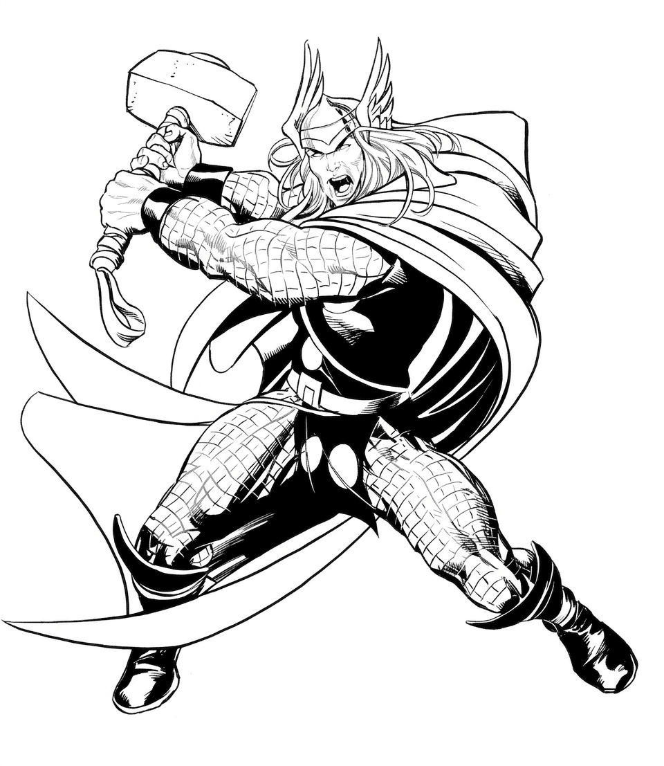 Thor mit Hammer Ausmalbild