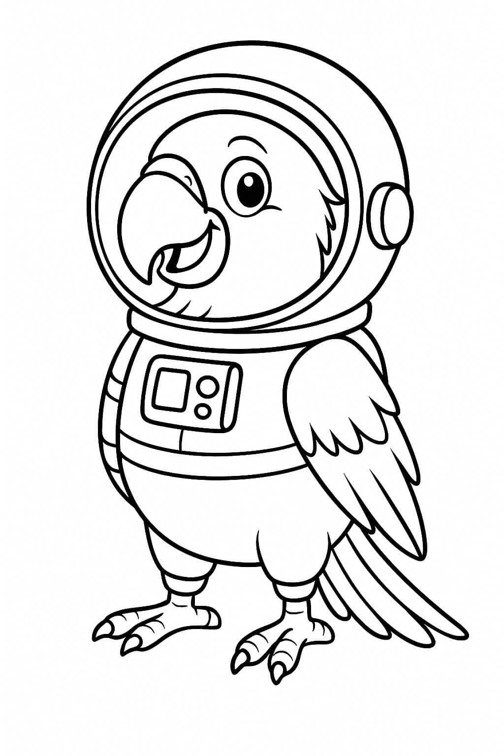 Astronauten-Papagei Ausmalbild
