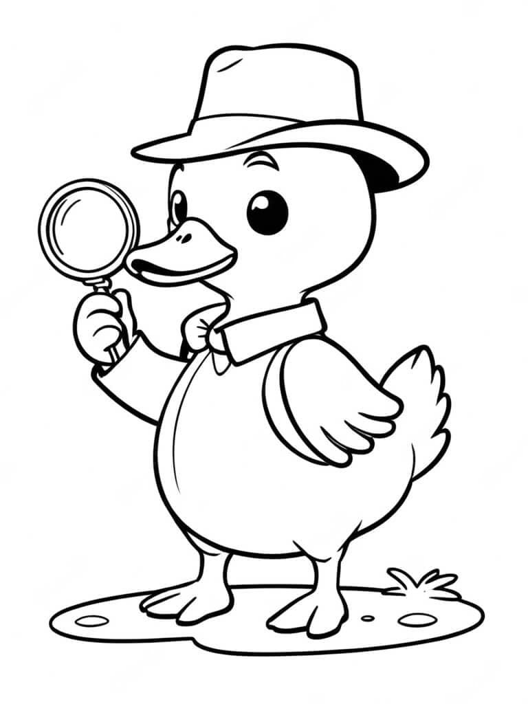 Detektiv-Ente Ausmalbild