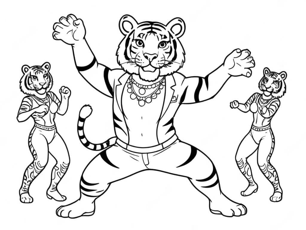 Tiger in der Disco Ausmalbild