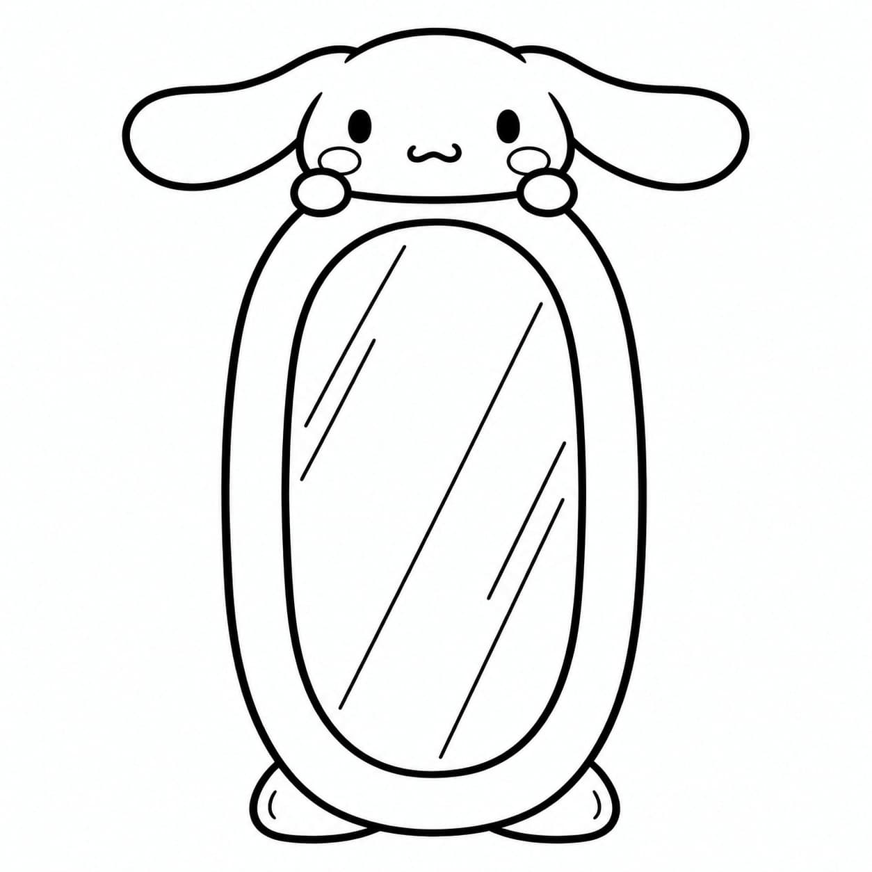 Ovaler Spiegel mit Cinnamoroll und langen Ohren – Toca Boca Ausmalbild