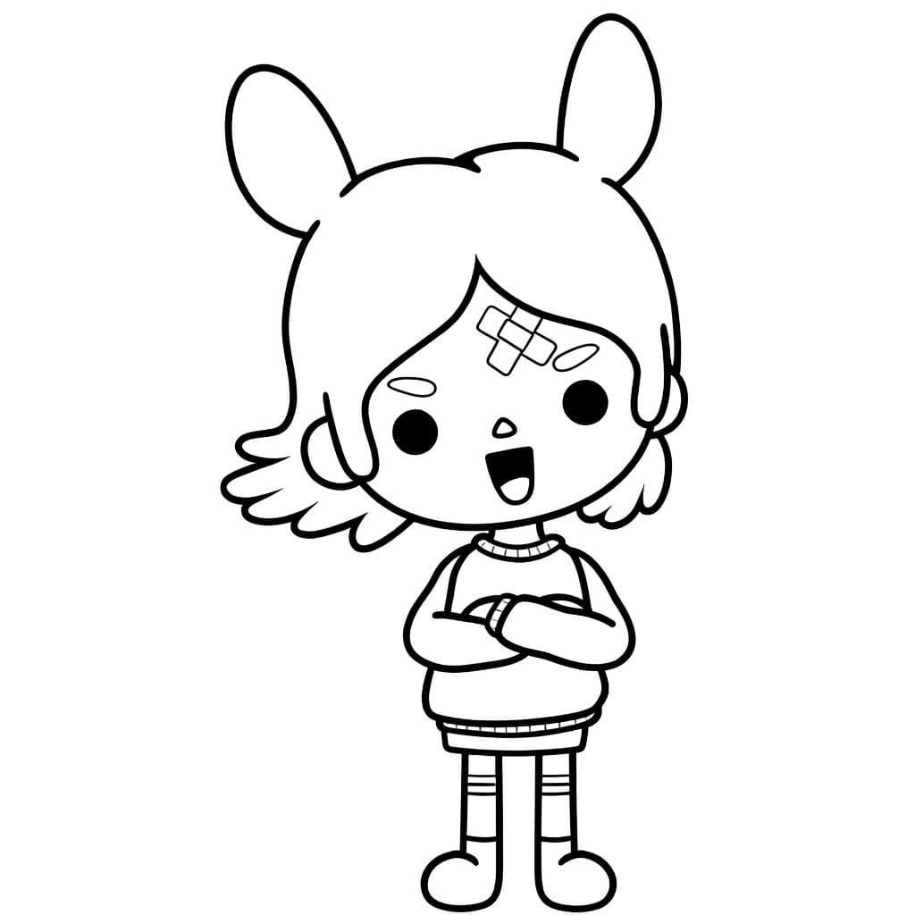 Rita mit Haarband und verschränkten Armen – Toca Boca Ausmalbild