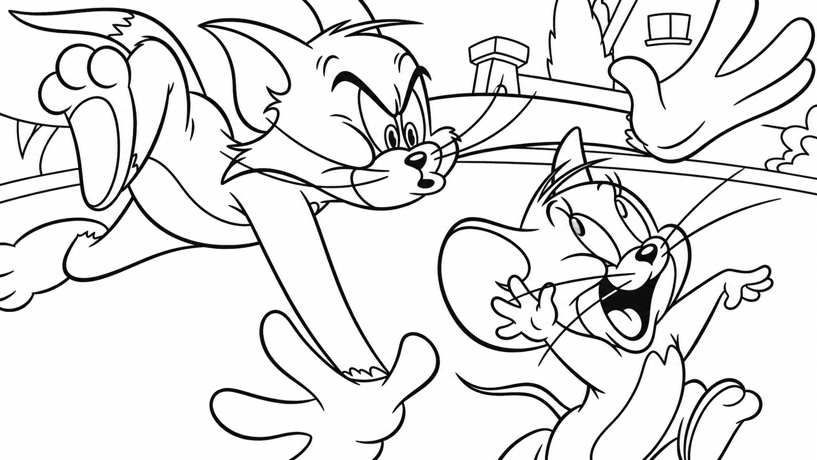 Tom verfolgt Jerry Ausmalbild