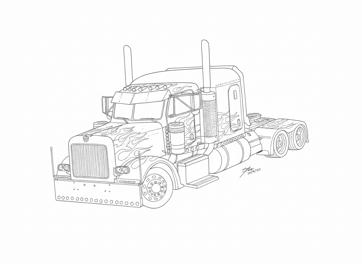 Optimus Prime als Auto Transformers Ausmalbild