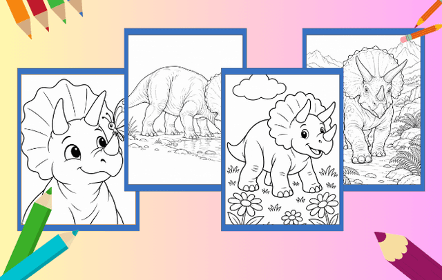 Triceratops Ausmalbilder mit niedlichen und realistischen Dinos