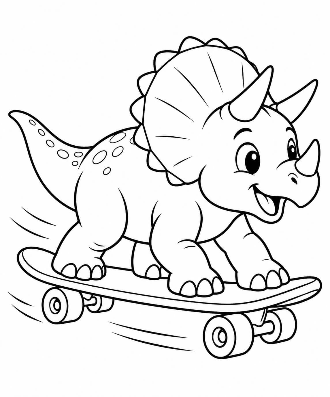 Lustiger Triceratops fährt Skateboard
