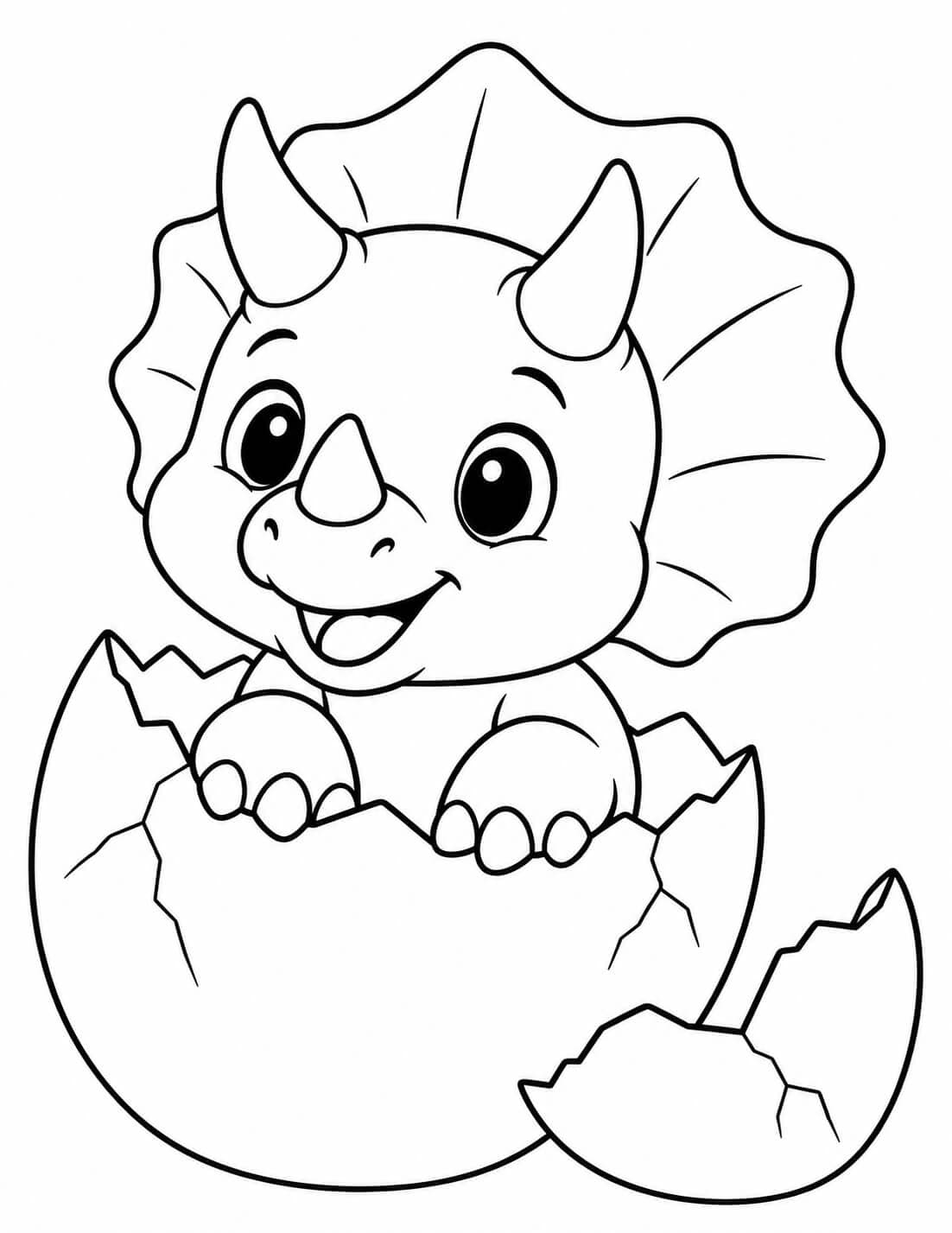 Niedliches Triceratops-Baby in einer aufgebrochenen Eierschale