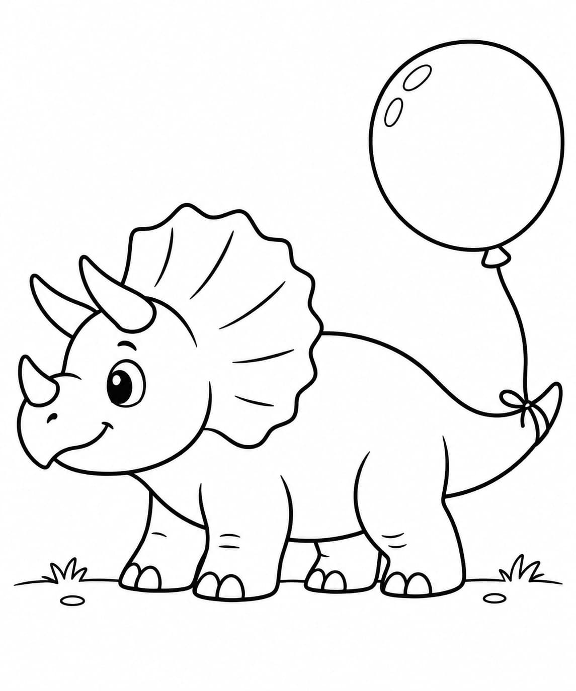 Kleiner Triceratops mit einem runden Luftballon