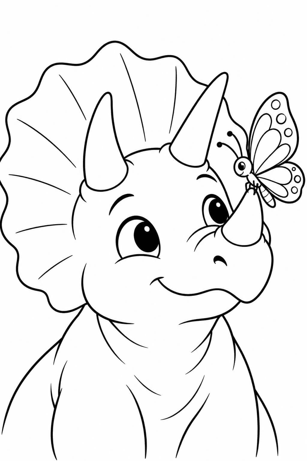 Triceratops mit einem Schmetterling an seinem Horn