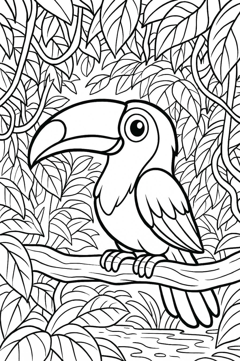 Tukan im Wald Ausmalbild