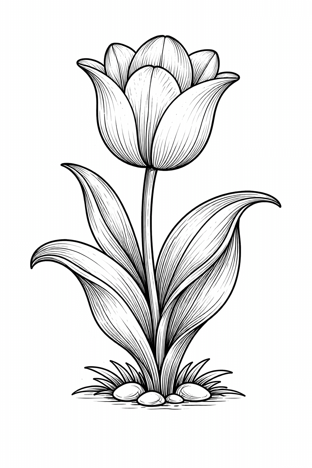 Detaillierte Tulpe Ausmalbild