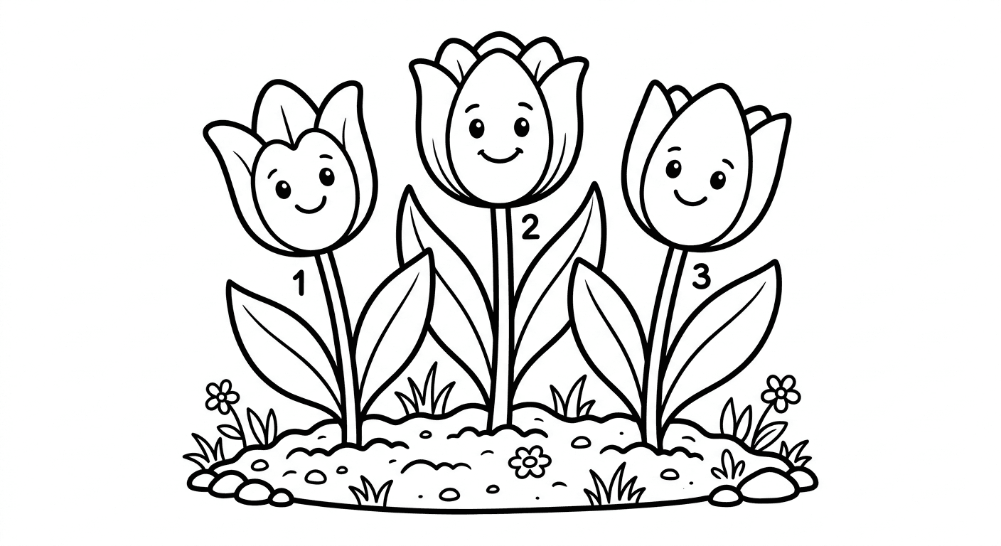 Drei Tulpen Ausmalbild