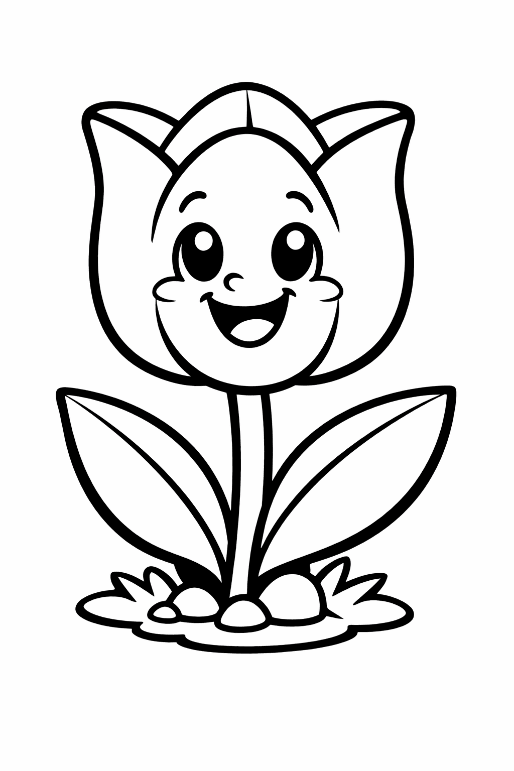 Lächelnde Tulpe Ausmalbild