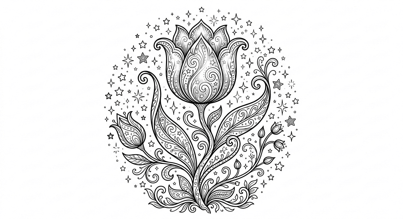 Magische Tulpe Ausmalbild