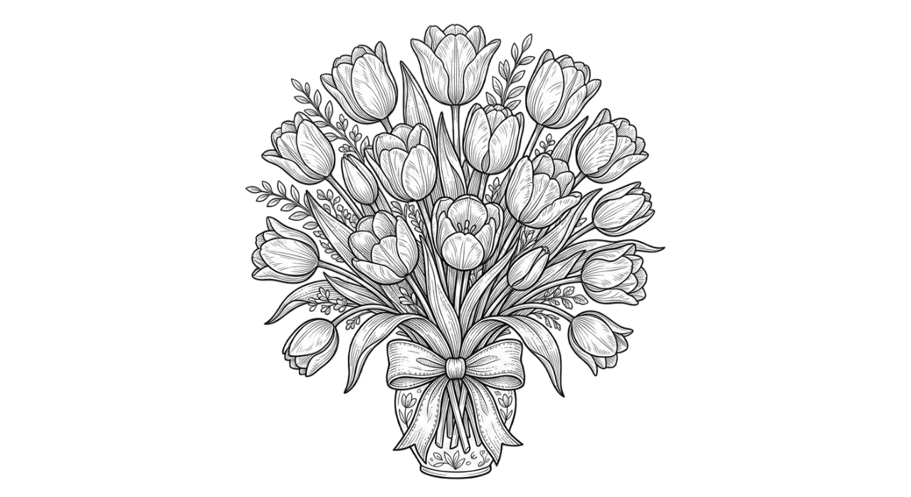 Tulpenstrauß Ausmalbild