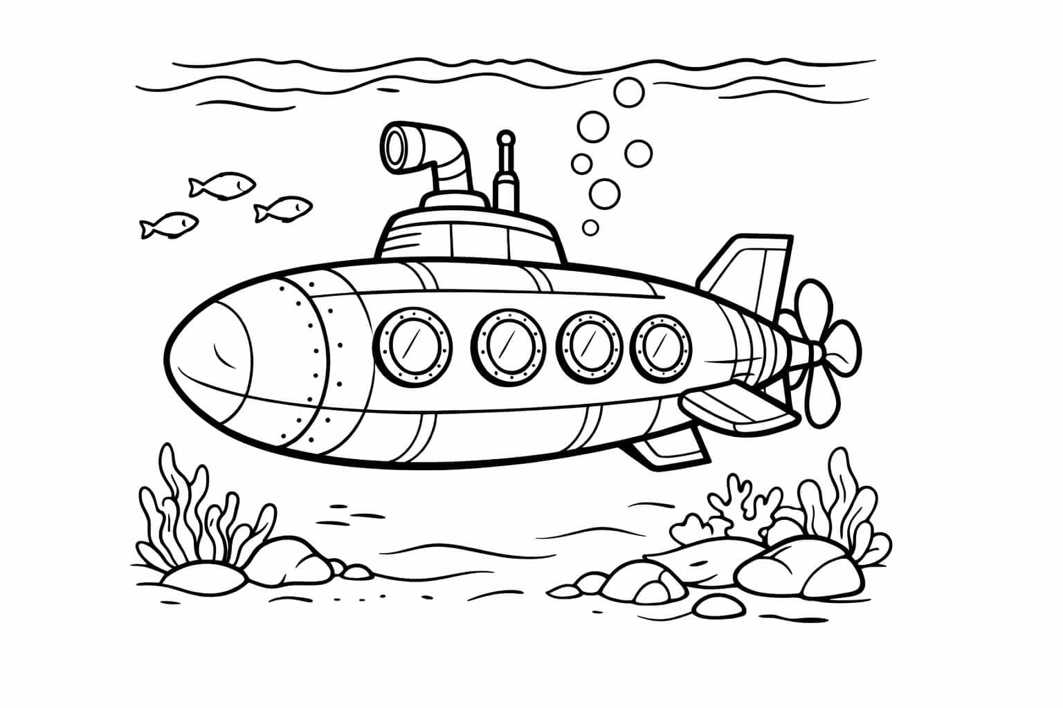Realistisches U-Boot Detail Ausmalbild