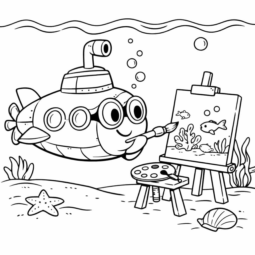 U-Boot als Maler Ausmalbild