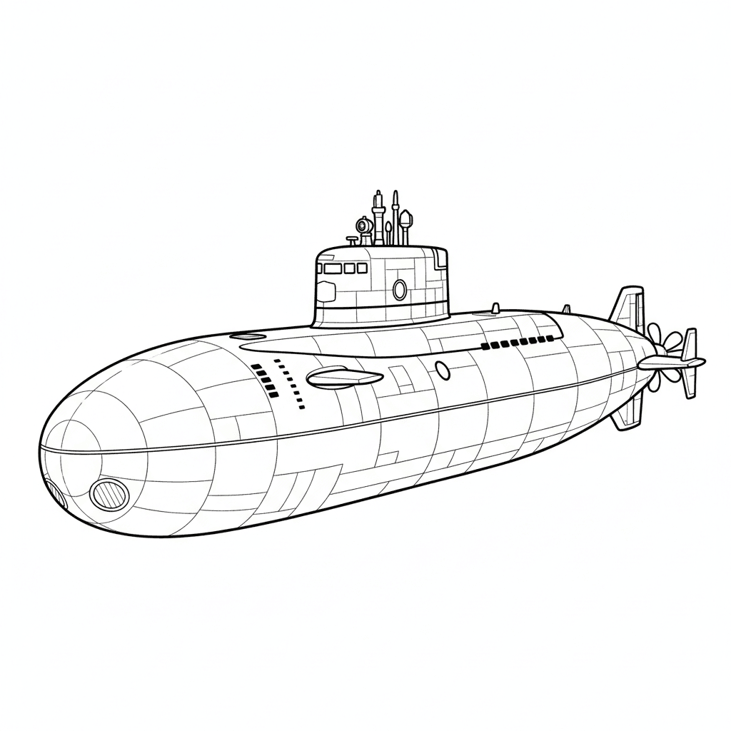 Realistisches U-Boot Ausmalbild