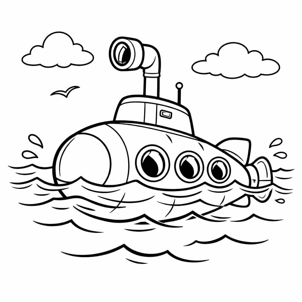 U-Boot mit Periskop Ausmalbild