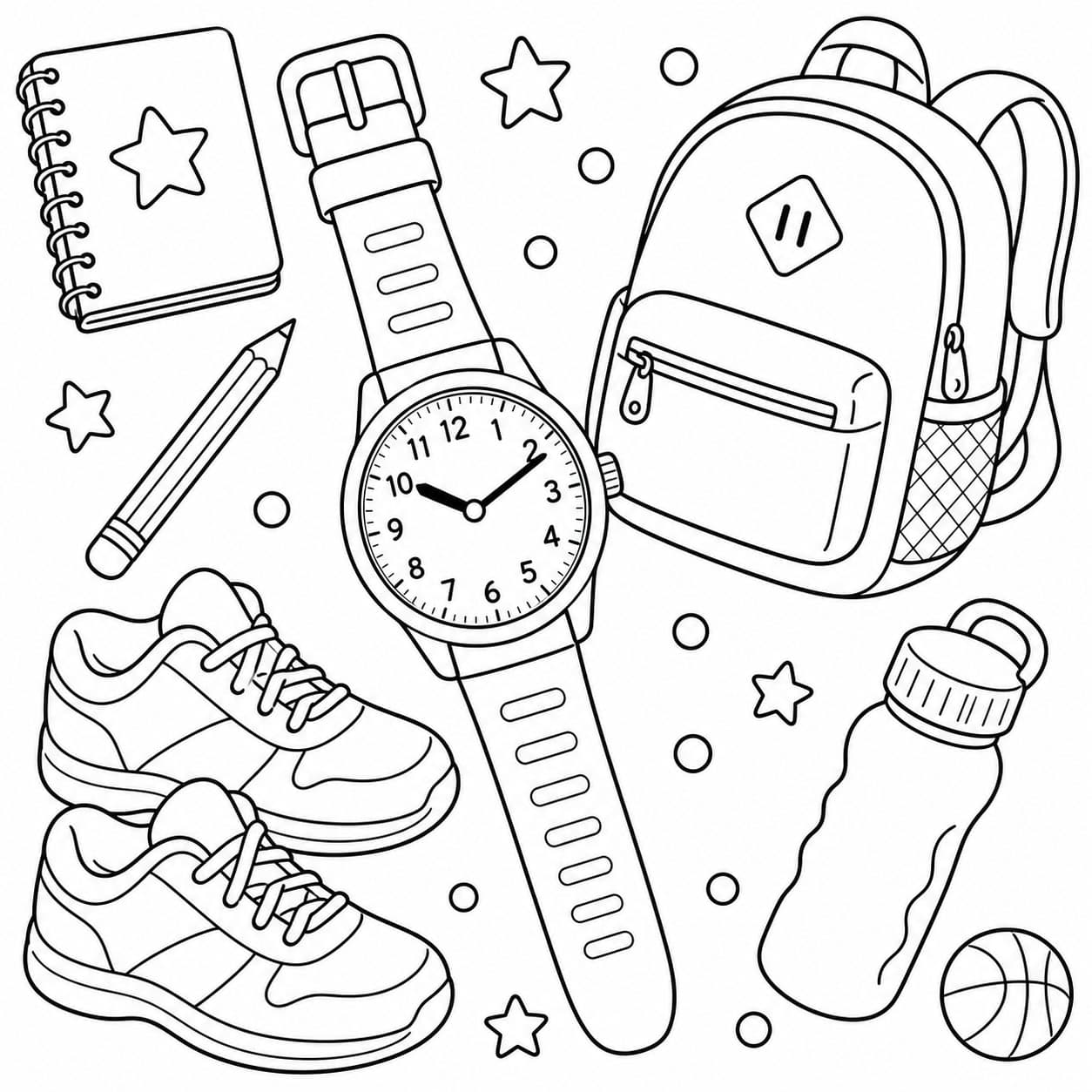 Sportliche Armbanduhr Ausmalbild